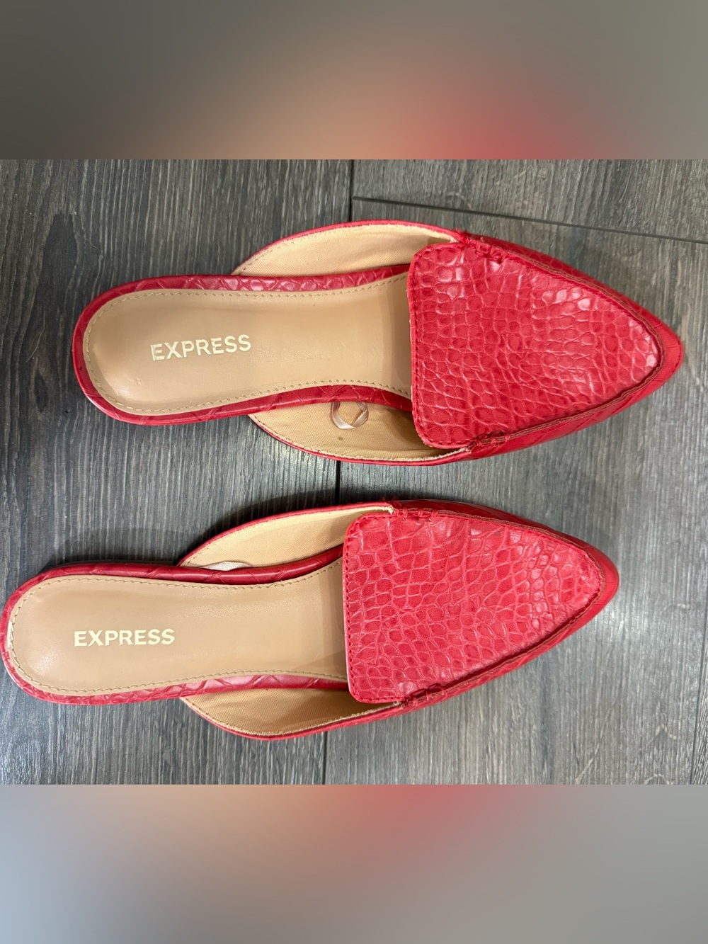 Express Red Croc Embossed mule Slides